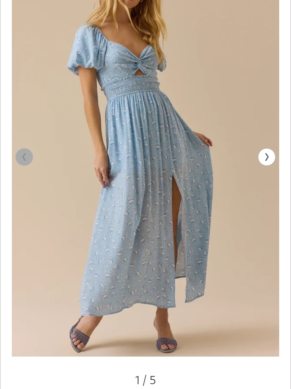 Altar'd State Light Blue Floral Maxi with Twist Bodice